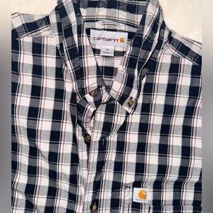 Carhartt Shirt Mens Medium Black Plaid Short Sleeve Pocket Button Up